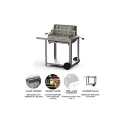 Barbecue Charbon Mendy Inox Marin + Chariot Inox + Tournebroche - Le Marquier -Broil King Grill Promos Boutique mendy inox sur chariot le marquier 3339380167155 4