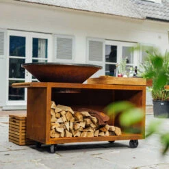 Brasero Plancha Island Corten PRO 100 Bois De Teck + Housse - Ofyr -Broil King Grill Promos Boutique ofyr island pro 100 teck 2020000022121 3