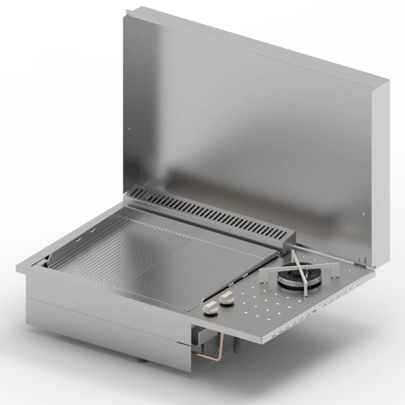 Plancha Gaz Encastrable Oasi 55 Lisse Rainurée Feu Dual - Planet 1 Plancha Gaz Encastrable Oasi 55 Lisse Rainurée Feu Dual - Planet