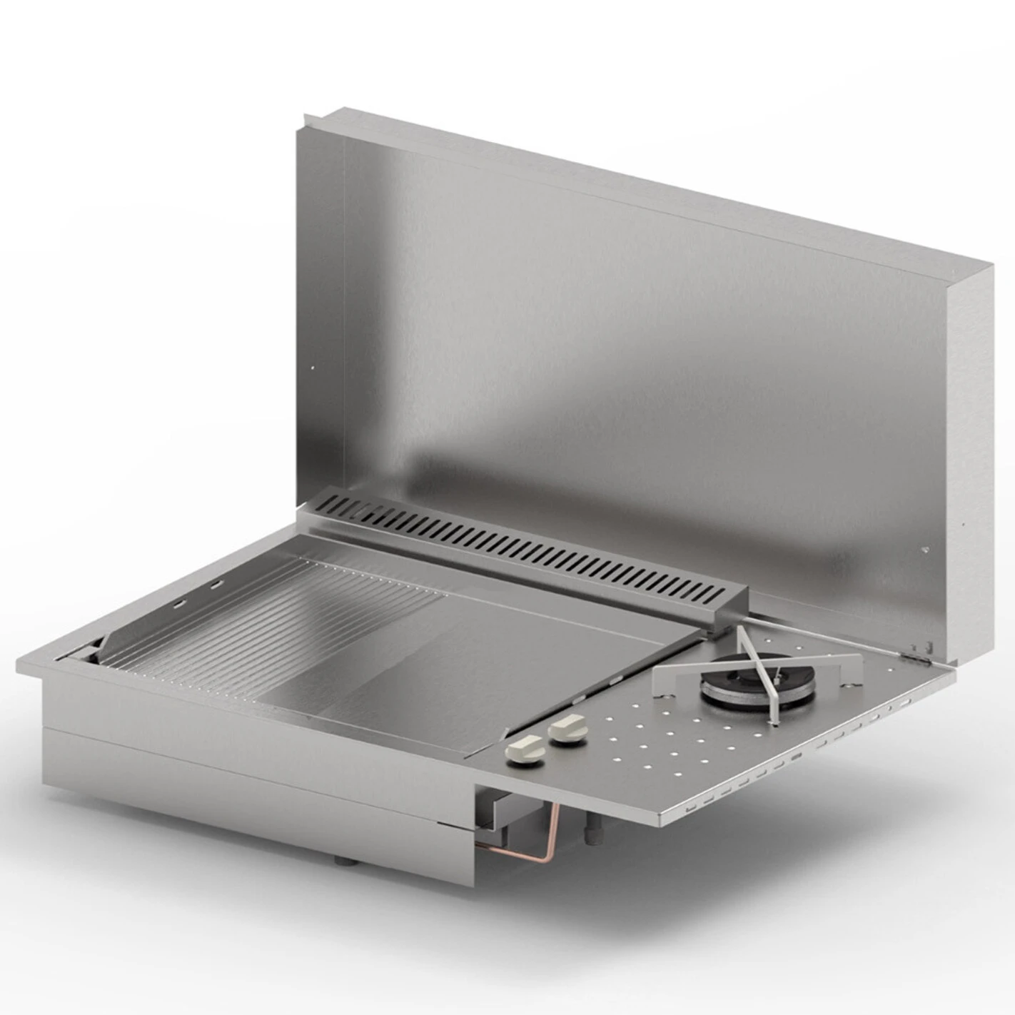 Plancha Gaz Encastrable Oasi 80 Lisse Rainurée Feu Dual - Planet 1 Plancha Gaz Encastrable Oasi 80 Lisse Rainurée Feu Dual - Planet