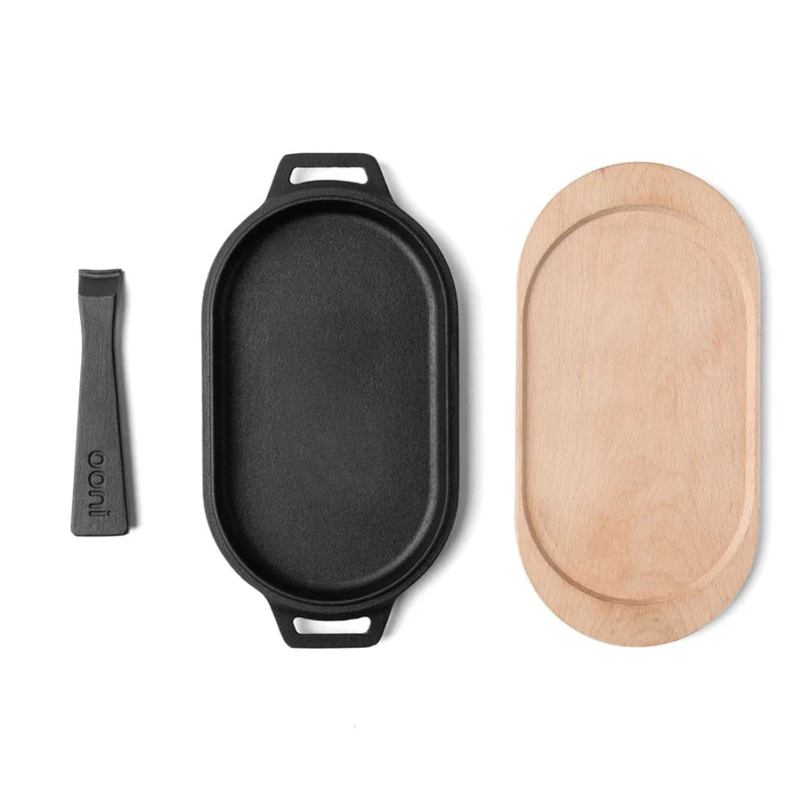 Poêle Ovale Fonte + Manche Amovible + Base En Bois - Ooni 4 Poêle Ovale Fonte + Manche Amovible + Base En Bois - Ooni – Image 4